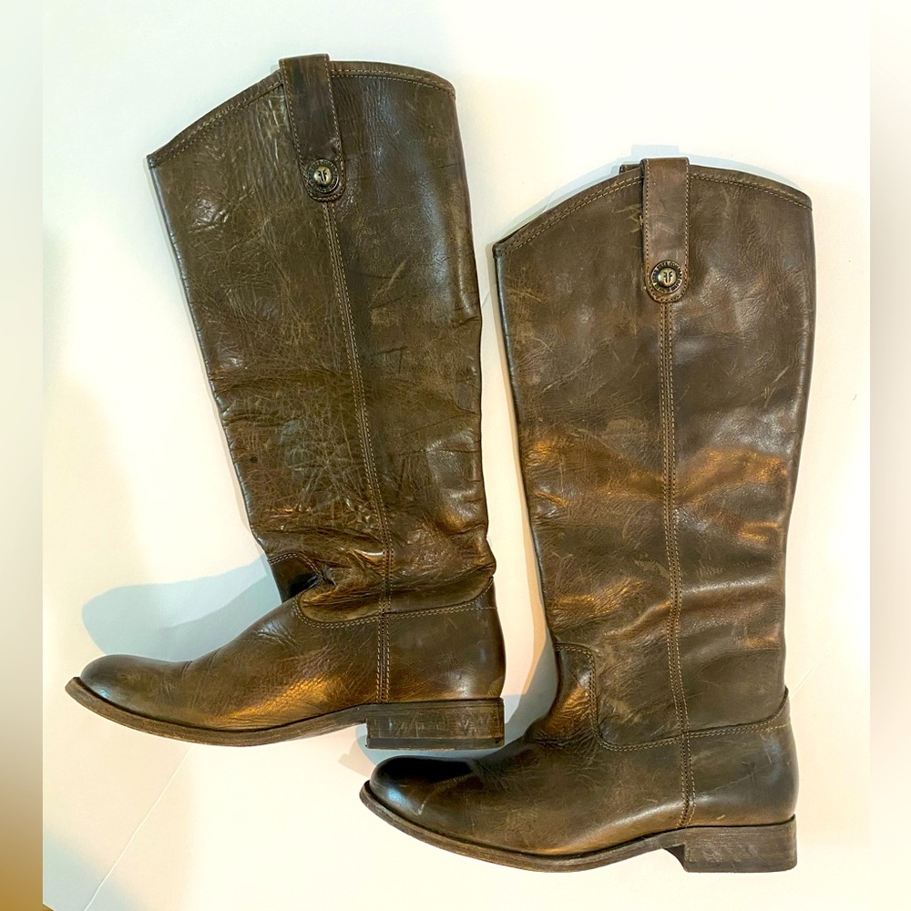 Frye Riding Boots Brown Leather Worn Size 8